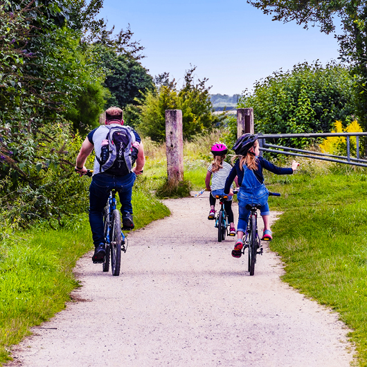 A family cycling